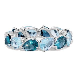 An sterling silver ring with blue shadowmoon crystals, bringing the total carat weight to 1.5.
