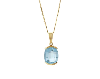 18K Yellow Gold Necklace with blue topaz.