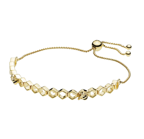 Crafted from 18-carat yellow gold, this bracelet weighs 18 grams and includes diamond-accented hexagonal links with a total carat weight of 0.30 carats.