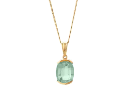 18K Yellow Gold Necklace with prasiolite.