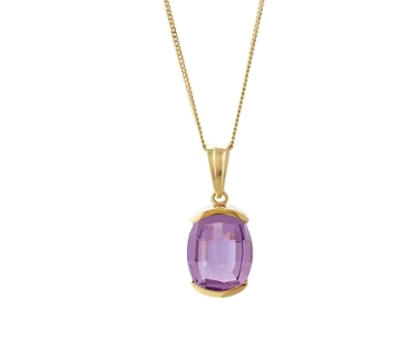 18K Yellow Gold Necklace with amethyst.