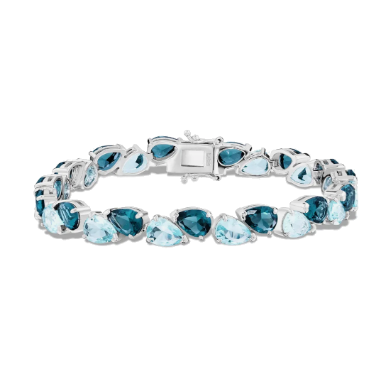 Made from polished sterling silver, this bracelet features 15 Shadowmoon crystals in gradient tones, ranging from 0.40 to 0.70 carats each, with a total weight of approximately 10.5 carats.