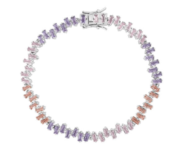 Designed in 18k white gold, the bracelet features 40 Talador crystals in a mix of princess and pear cuts, with individual weights ranging from 0.50 to 0.75 carats, totaling 40 carats.