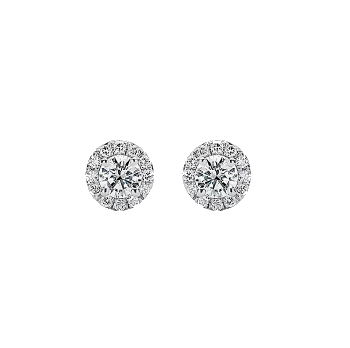 Earrings in platinum with round brilliant diamond.