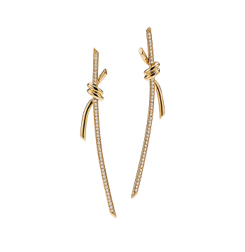 Knot Drop Earrings in Yellow Gold with Diamonds.