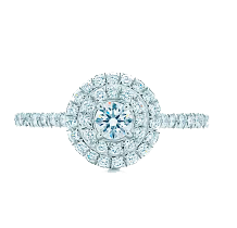 Ring in platinum with round brilliant diamonds.