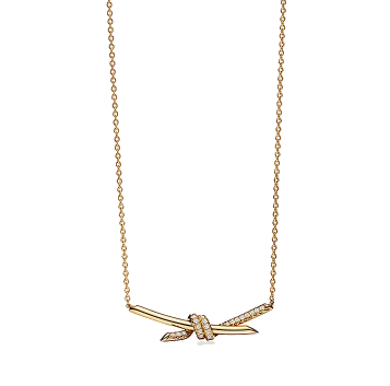 Knot Pendant, in Yellow Gold with Diamonds.