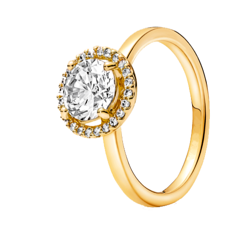 A 0.75-carat heart-cut Diamand in a eighteen-carat yellow gold with diamonds pavé, bringing the total carat weight to 1.25.