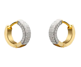 Yellow Gold 18k Round Diamonds Studded Earrings