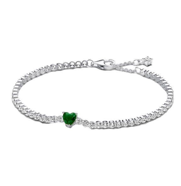 Made of 18-carat white gold, this bracelet features a central emerald weighing 0.65 carats, surrounded by 52 diamonds of 0.02 carats each, culminating in a total carat weight of 1.69 carats.
