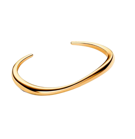Made of 18-carat yellow gold, this cuff bracelet weighs 20 grams and features an adjustable open-end design with a polished surface.