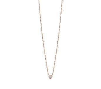 Pendant in rose gold with round brilliant diamonds.