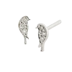 18K white gold earrings with diamonds - Love Birds.