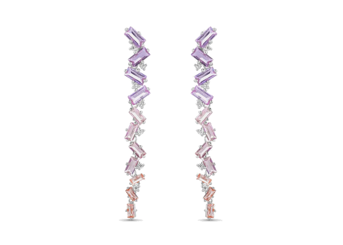 Designed in 18k white gold, the bracelet features 40 Talador crystals in a mix of princess and pear cuts, with individual weights ranging from 0.50 to 0.75 carats, totaling 40 carats.